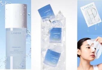 【LANEIGE 蘭芝】 夏日雙重冰涼系保養! 神經醯胺機能水+超能亮晚安面膜 凍感降溫 磁力保濕 一噴一敷 曬後也超透亮